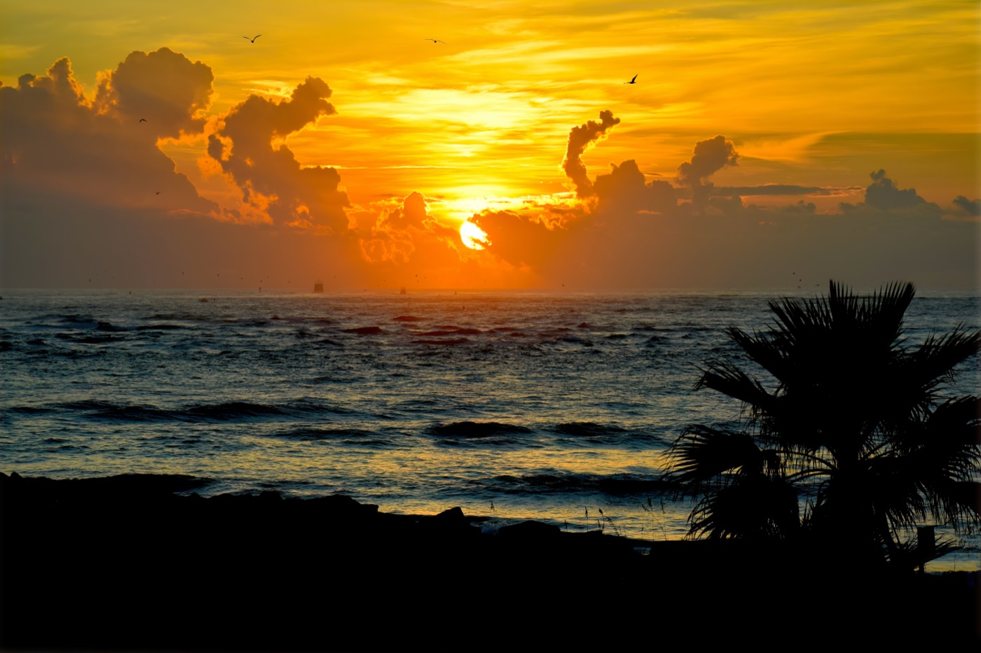 Golden sunrise over the ocean at Vilano Beach