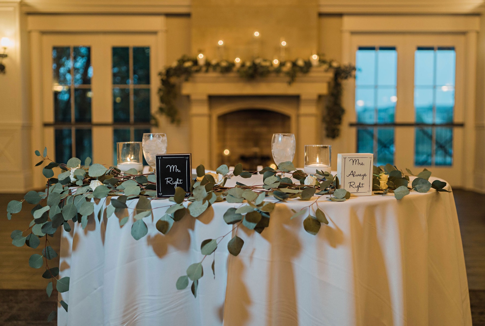 Fireplace room with greenery