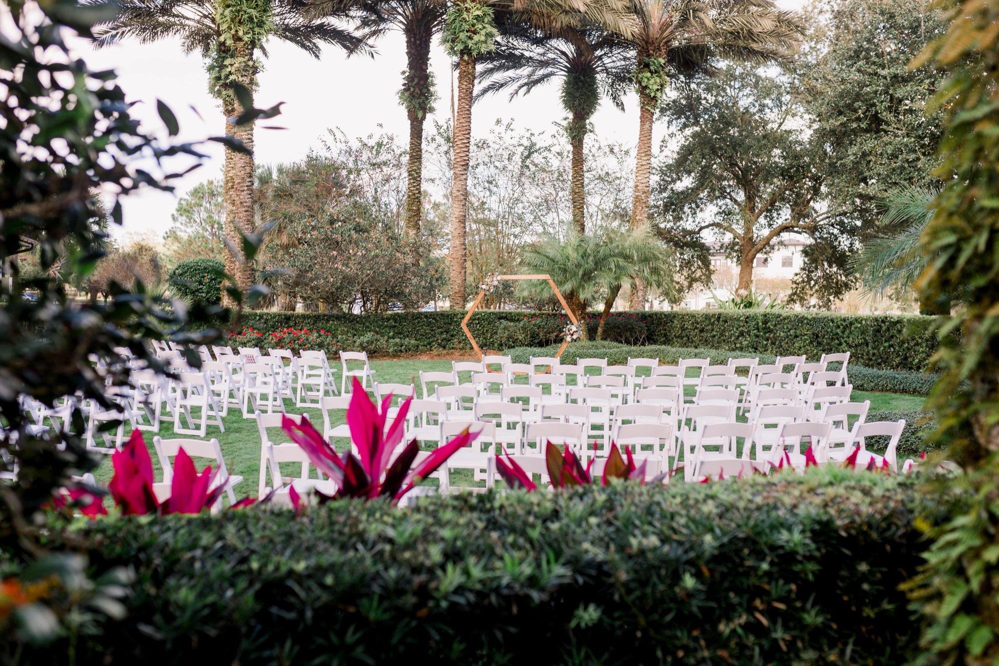 Outdoor event lawn with ceremony seating